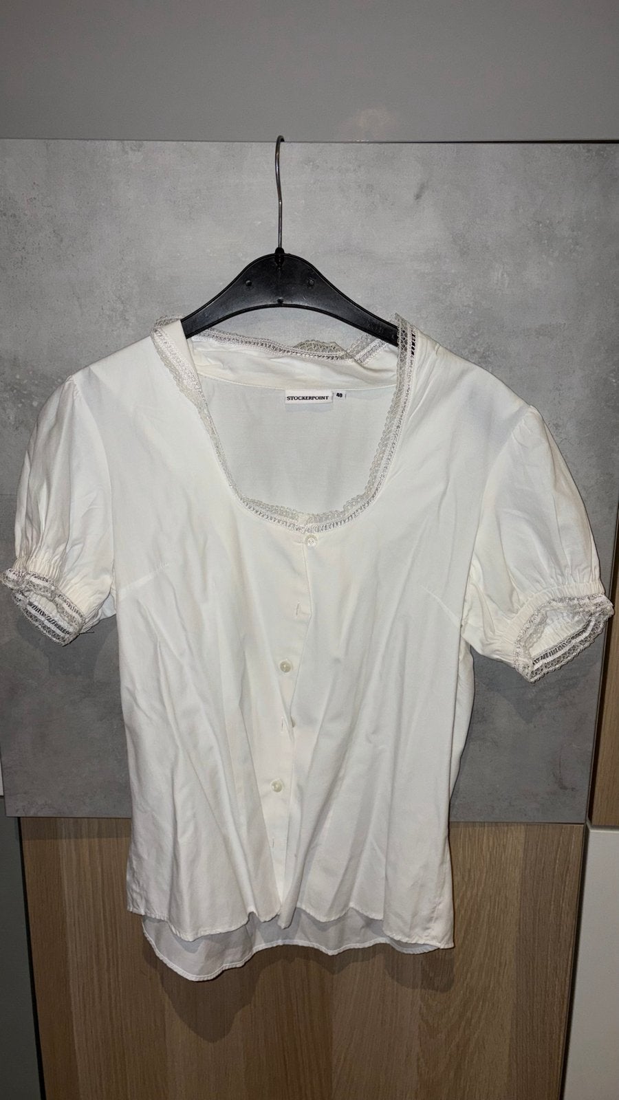 Witte blouse met kanten details - Maat 40, Ophalen of Verzenden, Zo goed als nieuw, Maat 38/40 (M), Wit