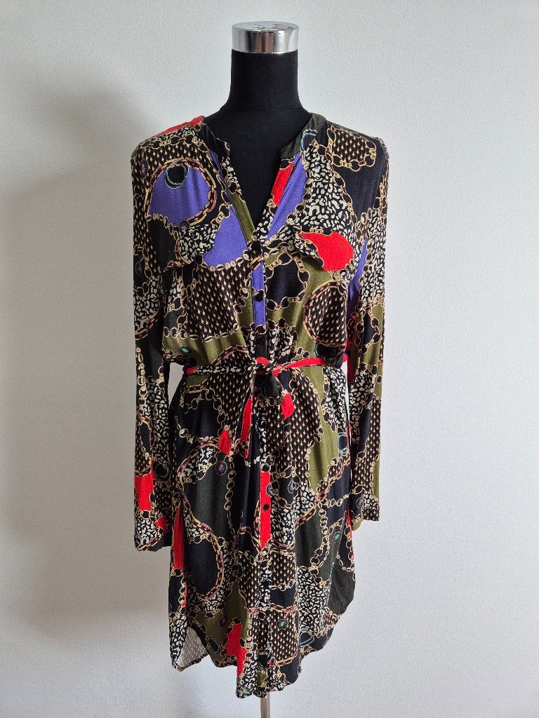 J525 - Fleurige Geisha jurk maat 44-XXL (1), Kleding | Dames, Overige kleuren, Maat 42/44 (L), Ophalen of Verzenden, Zo goed als nieuw