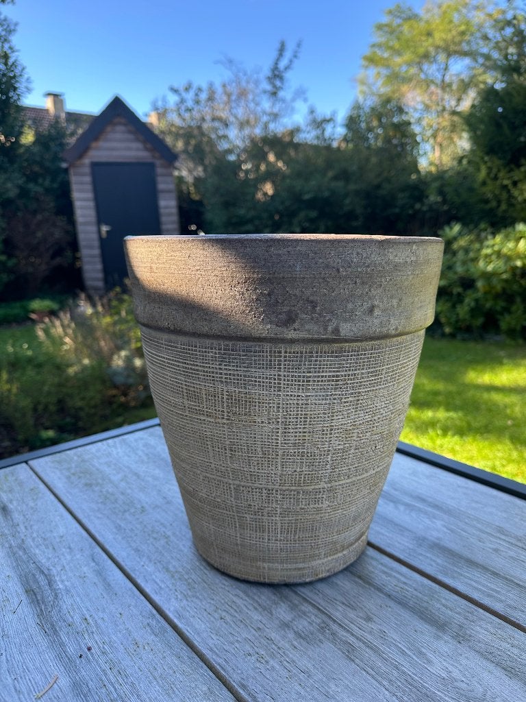 Grote bloempot roomwit beige mat., Ophalen, 40 cm of meer, Rond, Binnen