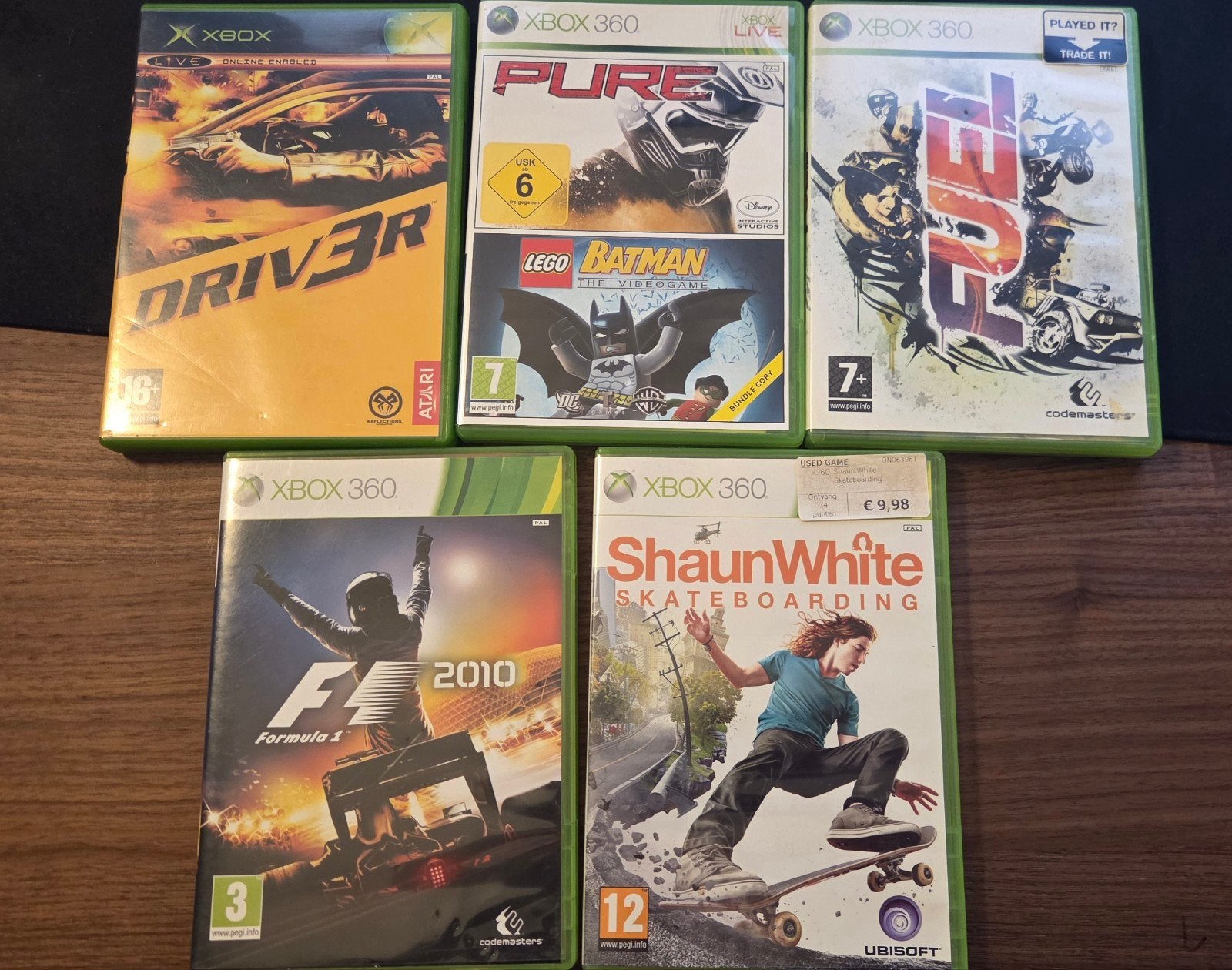 Xbox 360 Games: Driver, Pure, Fuel, F1 2010, Shaun White, Online, Gebruikt, Overige genres, 1 speler