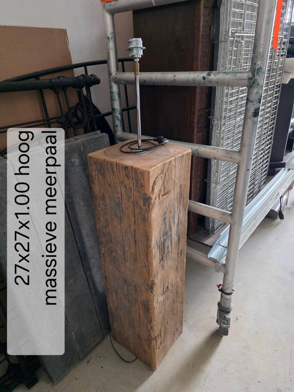 Unieke lampenvoet van oude meerpaal - 100cm hoog, Ophalen