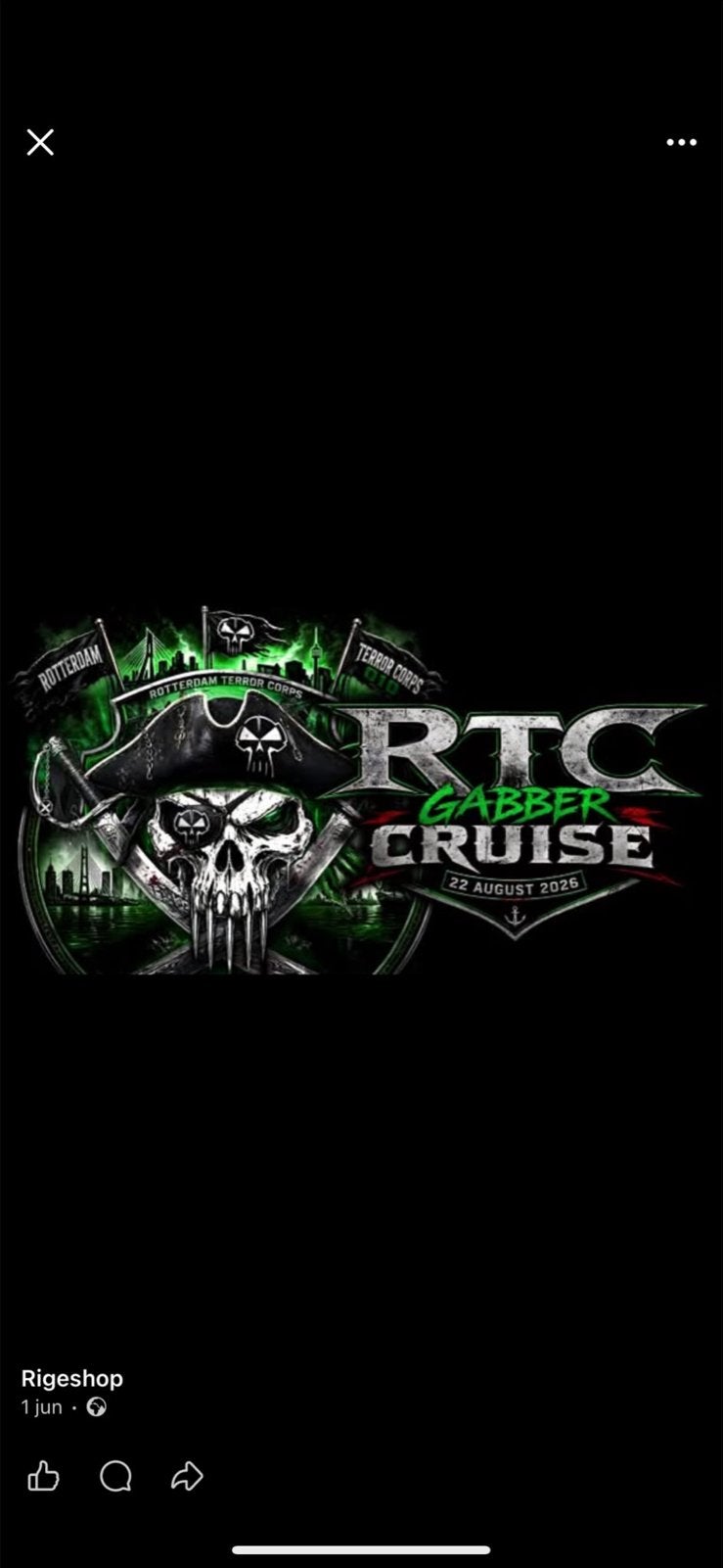1x TICKET ROTTERDAM TERROR CORPS GABBER CRUISE, Eén persoon