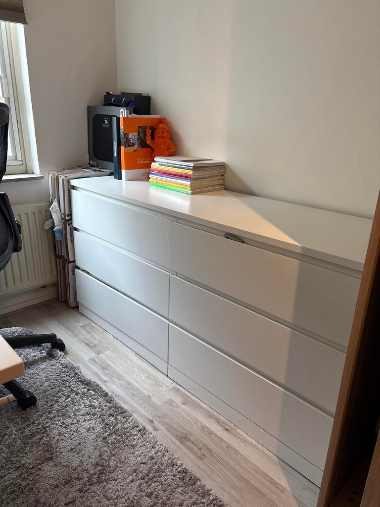 Malm ladekast met 6 lades, Huis en Inrichting, Kasten | Ladekasten, Ophalen, Overige materialen, Gebruikt, 100 tot 150 cm
