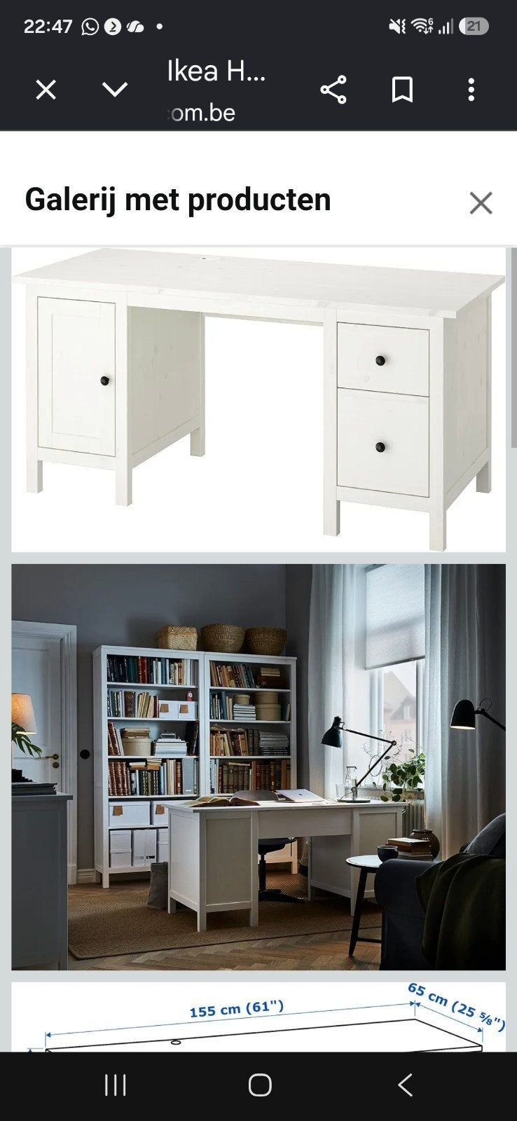 2x IKEA Hemnes Bureau Wit moet zaterdag weg - Klassiek en Fu, Huis en Inrichting, Met lades, Hout, Ophalen of Verzenden, Zo goed als nieuw