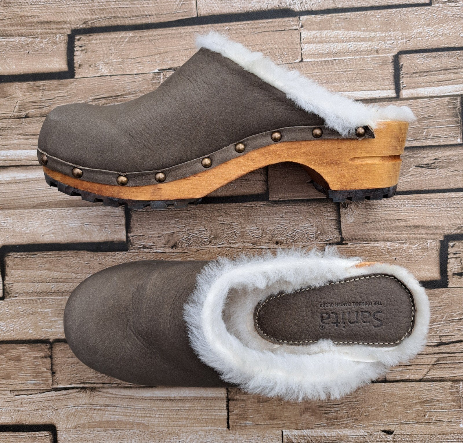 SANITA - Nieuwe Gevoerde Leren Clogs - Taupe - Maat 37, Overige kleuren, Verzenden, Overige typen, Nieuw