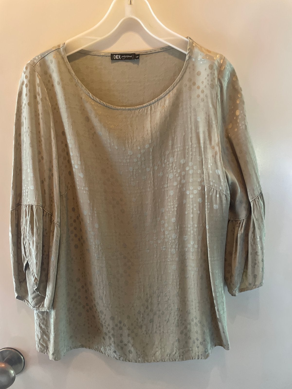DIDI blouse met 3/4 mouwen en stippenpatroon, Beige, Maat 42/44 (L), Ophalen of Verzenden, Zo goed als nieuw