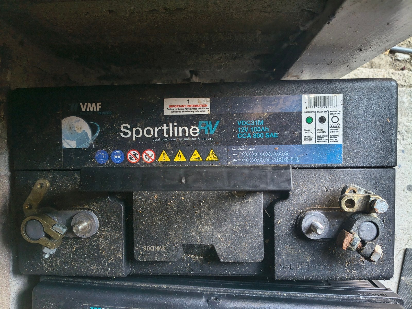 VMF Sportline RV VDC31M 12V 105Ah accu (2 stuks), Auto-onderdelen, Accu's en Toebehoren, Ophalen, Gebruikt, Overige automerken