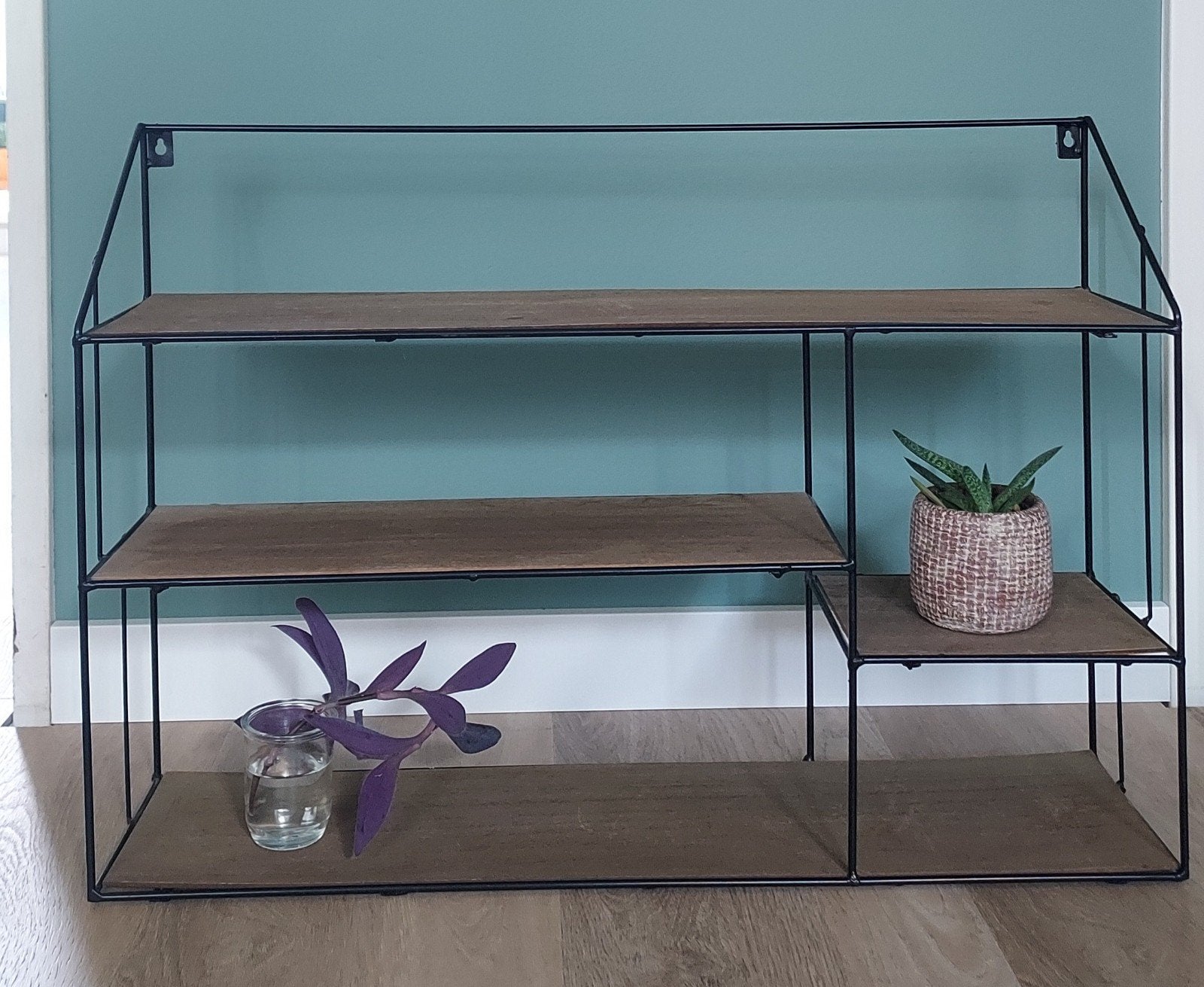(Wand)Rekje metaal met houten plankjes, Ophalen, Gebruikt