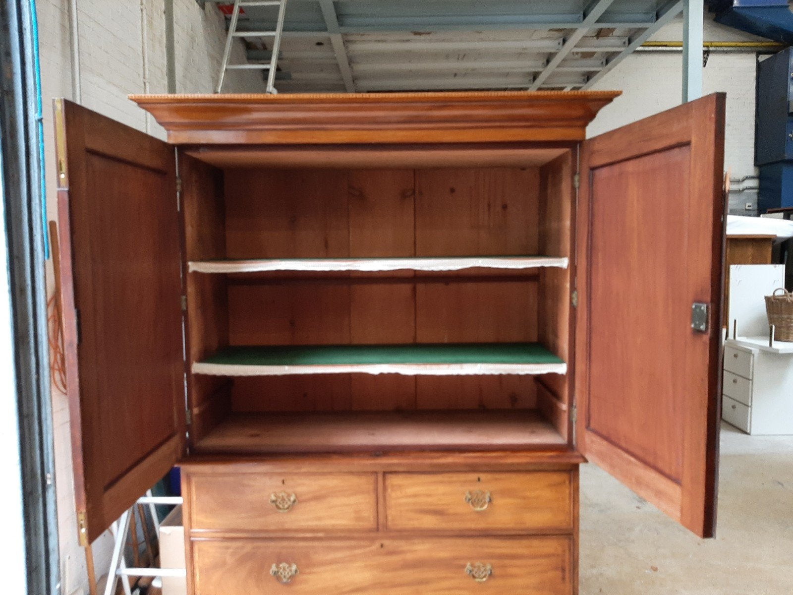 Antiek Engels Mahonie Kabinet met Laden - 3 Delen, Antiek en Kunst, Ophalen