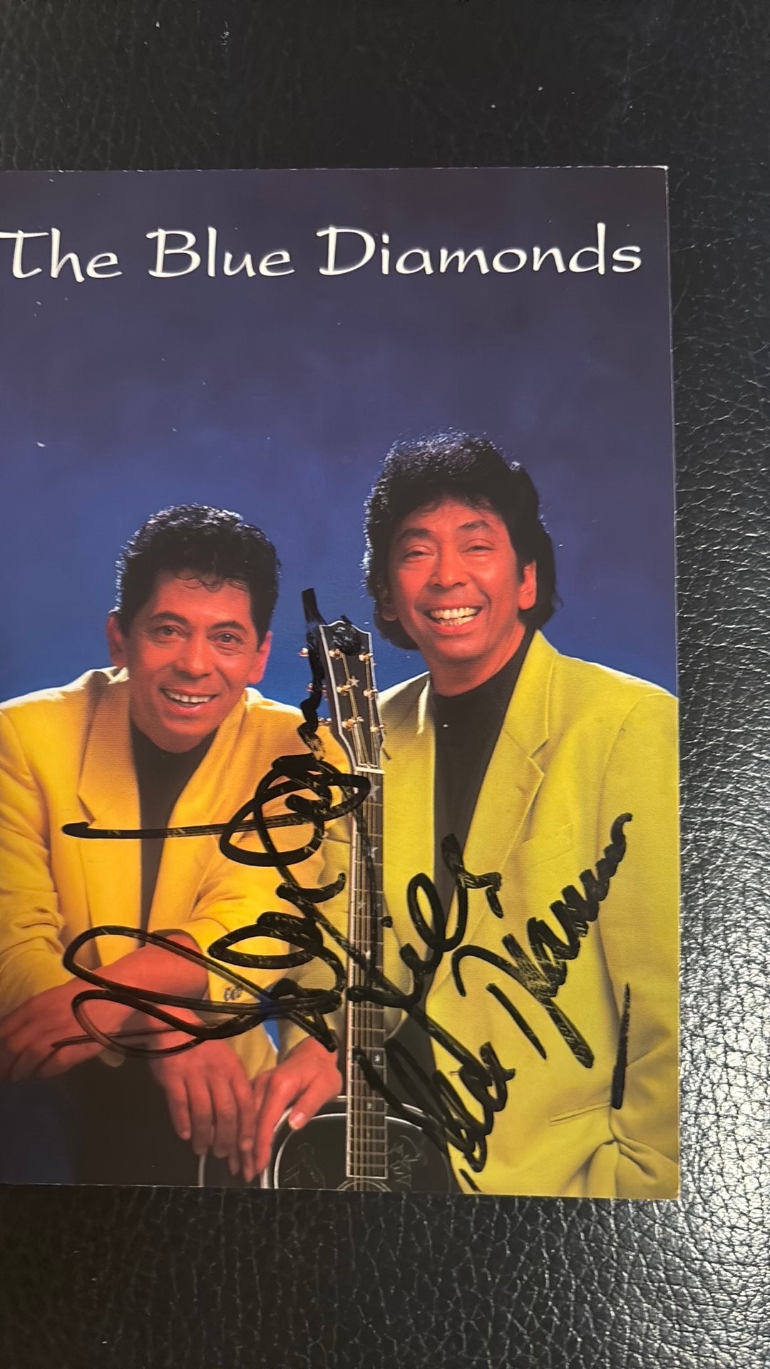 THE BLUE DIAMONDS fankaart met ECHTE handtekeningen, Verzenden, 1980 tot heden, Ongelopen, Sterren en Beroemdheden