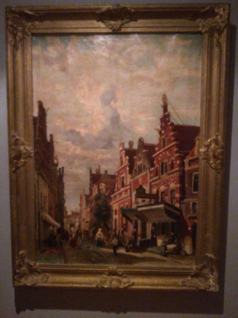 Olieverf schilderij, Springer, Westerstraat Enkhuizen, Doek, Olieverf, Klassiek, Stads- / dorpsgezicht