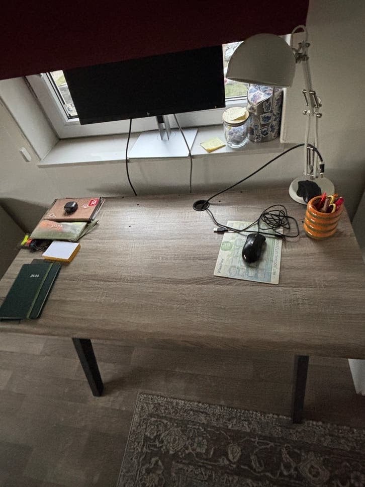 Modern houten bureau/tafel, Ophalen, Gebruikt, Hout, Bruin