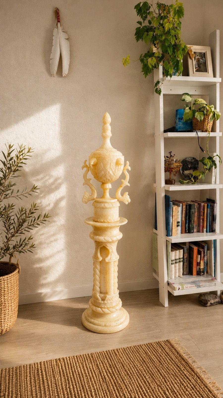 Prachtig Albasten Staand Beeld / Staande Lamp, Ophalen