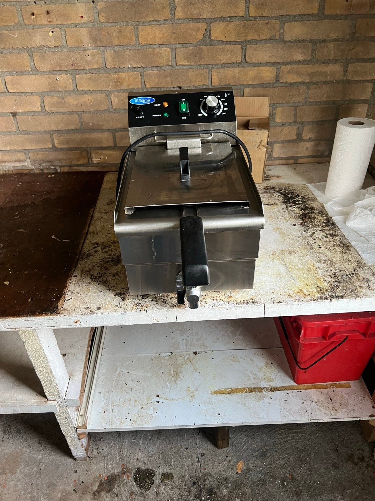 Maxima Friteuse - Professionele RVS Frituurpan, 4 liter of meer, Ophalen of Verzenden, Gebruikt, Uitneembare binnenpan