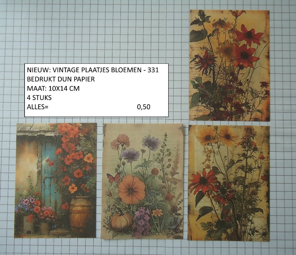 ⚠️nu 0,30: vintage plaatjes bloemen 331 ( alleen verzenden, Hobby en Vrije tijd, Ophalen, Nieuw, Meerdere plaatjes