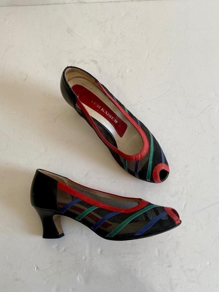 J96 Peter Kaiser maat 37,5 open leren schoenen pumps, Peter Kaiser, Ophalen of Verzenden, Zo goed als nieuw, Rood