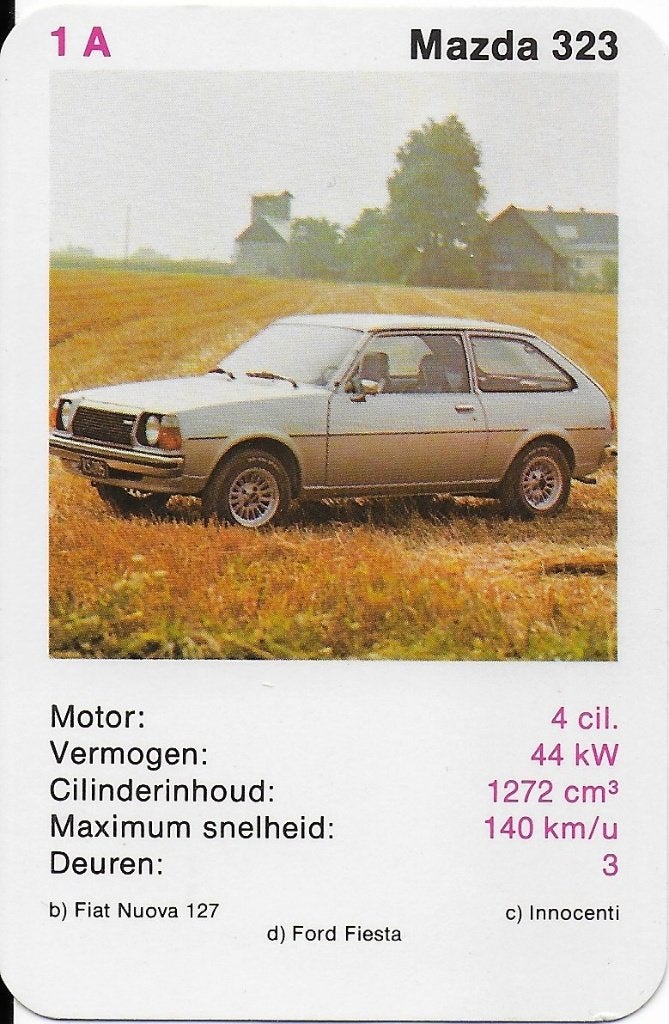 Kb17 autokaartje 1a mazda 323, Ophalen of Verzenden, Zo goed als nieuw, Auto's