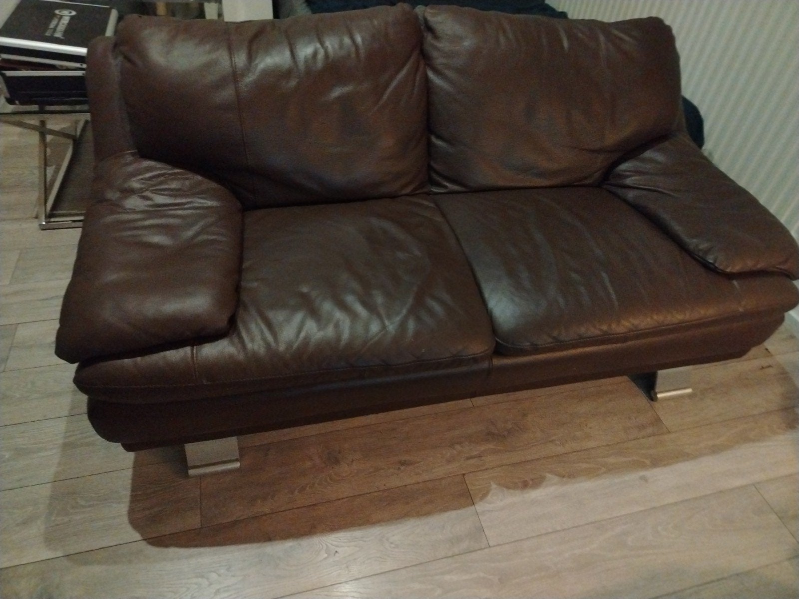 SOFFA Italsofa Bruin Lederen Bank - Zeer Goede Staat, Modern, Klassiek, Tijdloos, Driepersoons, 75 tot 100 cm, Ophalen of Verzenden