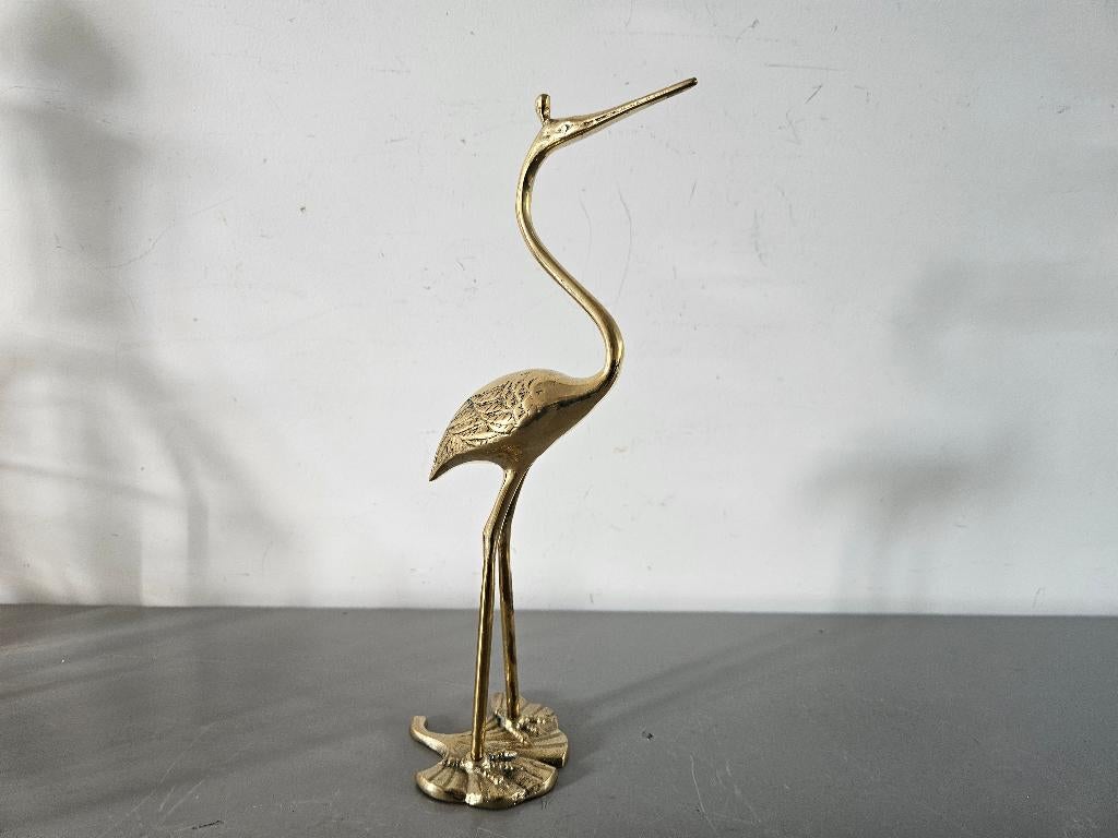 Kraanvogel beeld, Antiek en Kunst, Antiek | Koper en Brons, Ophalen of Verzenden