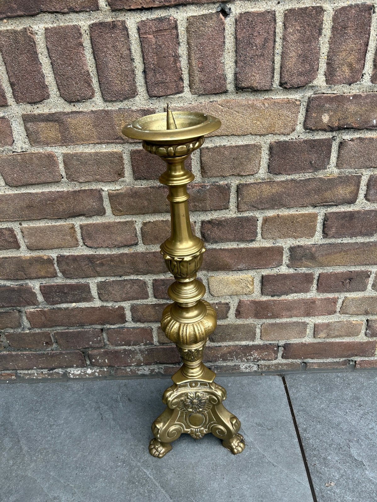 Antieke Messing Kandelaar - Sierlijk en Robuust, Ophalen, Koper of Brons
