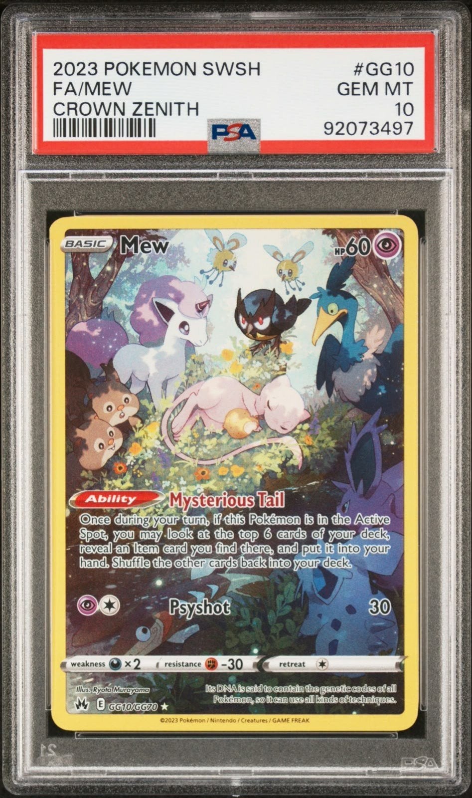 Mew GG10 PSA 10 GEM MT Crown Zenith, Ophalen of Verzenden, Nieuw, Losse kaart, Foil