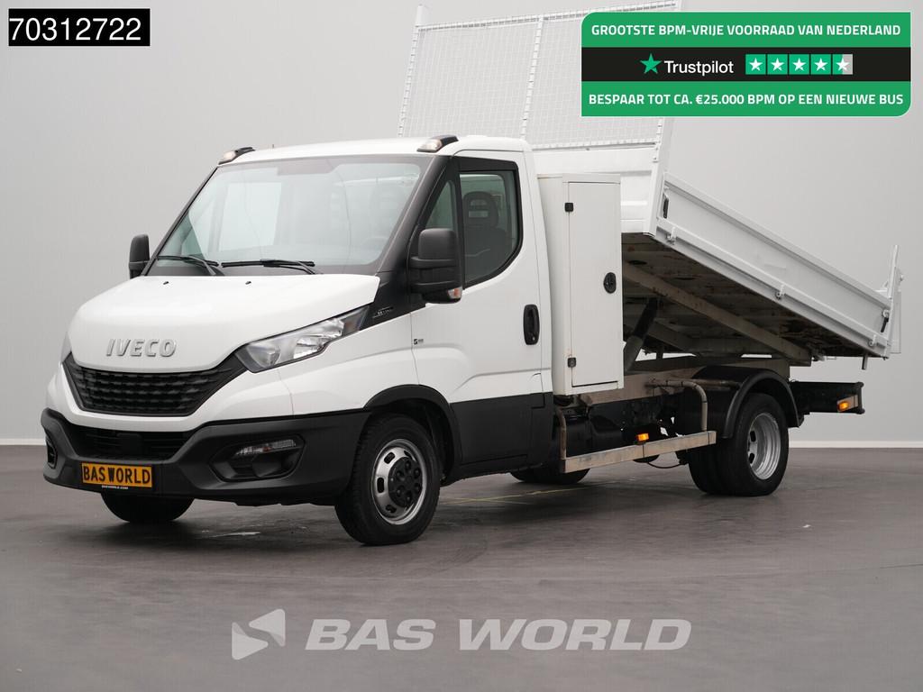 Iveco Daily 35C14 Kipper met Kist Dubbellucht 3,5t Trekhaak, Auto's, Bestelauto's, Stof, Gebruikt, Euro 6, Iveco