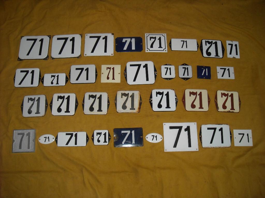oud emaille huisnummer 71 ook 72 73 74 75 76 77 78 79 80 81, Antiek en Kunst, Antiek | Emaille, Ophalen of Verzenden
