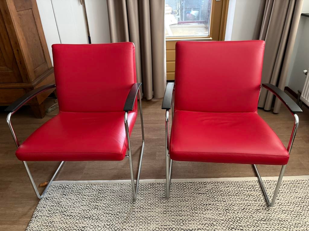 LEOLUX fauteuils rood, 2 stuks, Ophalen, Zo goed als nieuw, Rood, Twee