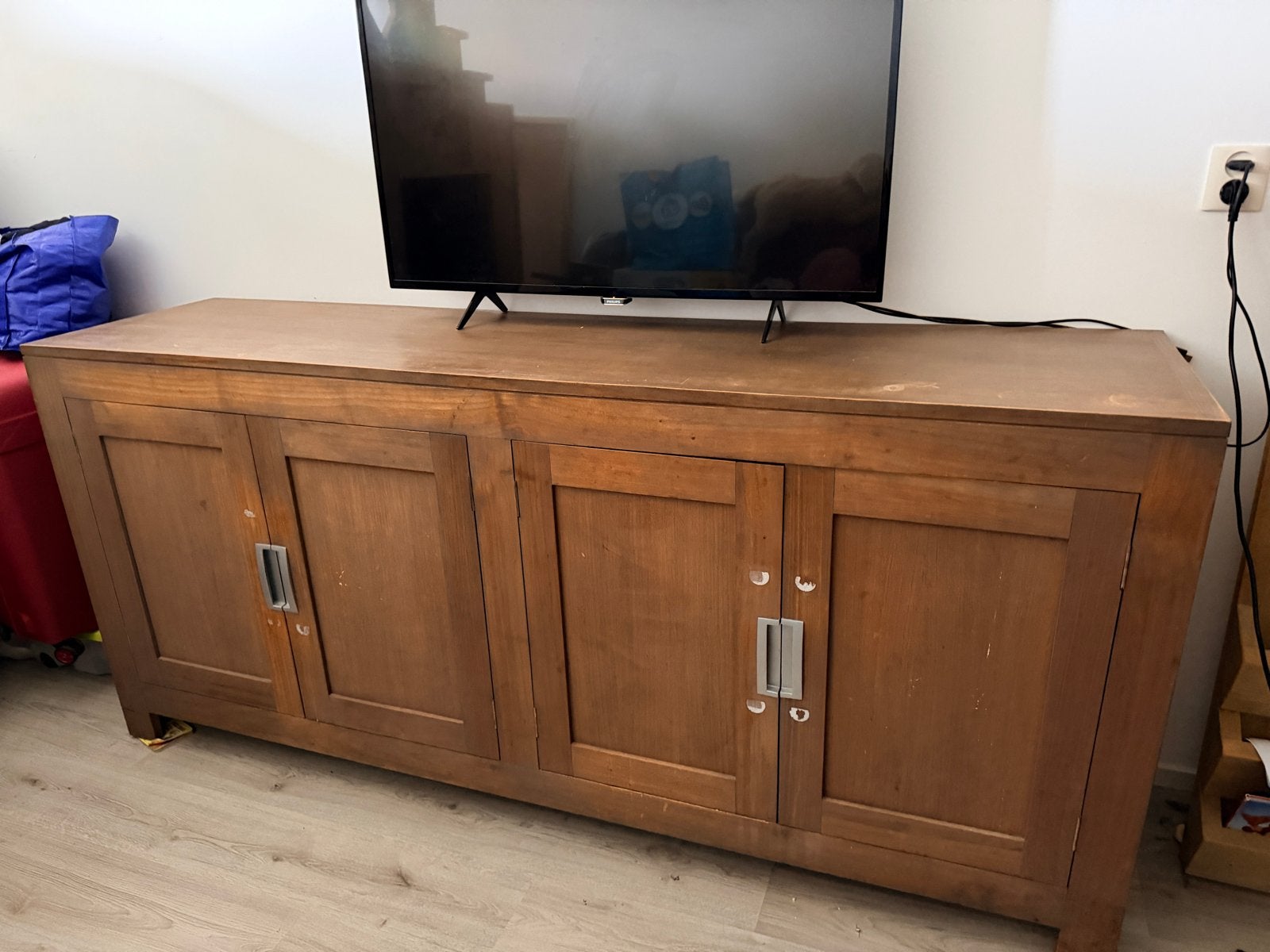 Massief houten dressoir met gebruikerssporen, Ophalen, Gebruikt, 150 tot 200 cm, 25 tot 50 cm