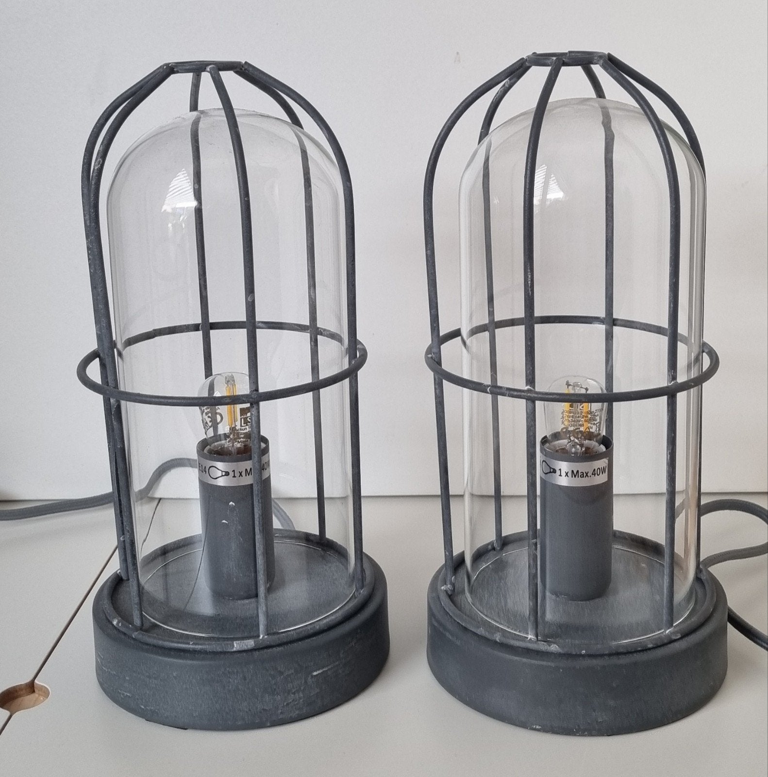 2x Brilliant Industriele Storm tafellamp nr. 6005095, Gebruikt, 24 cm, E14 (klein), Ophalen of Verzenden