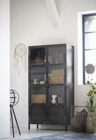 Vitrinekast Carpino (90 cm breed) Metaal & Glas, Ophalen, Met deur(en), 50 tot 100 cm, Zo goed als nieuw