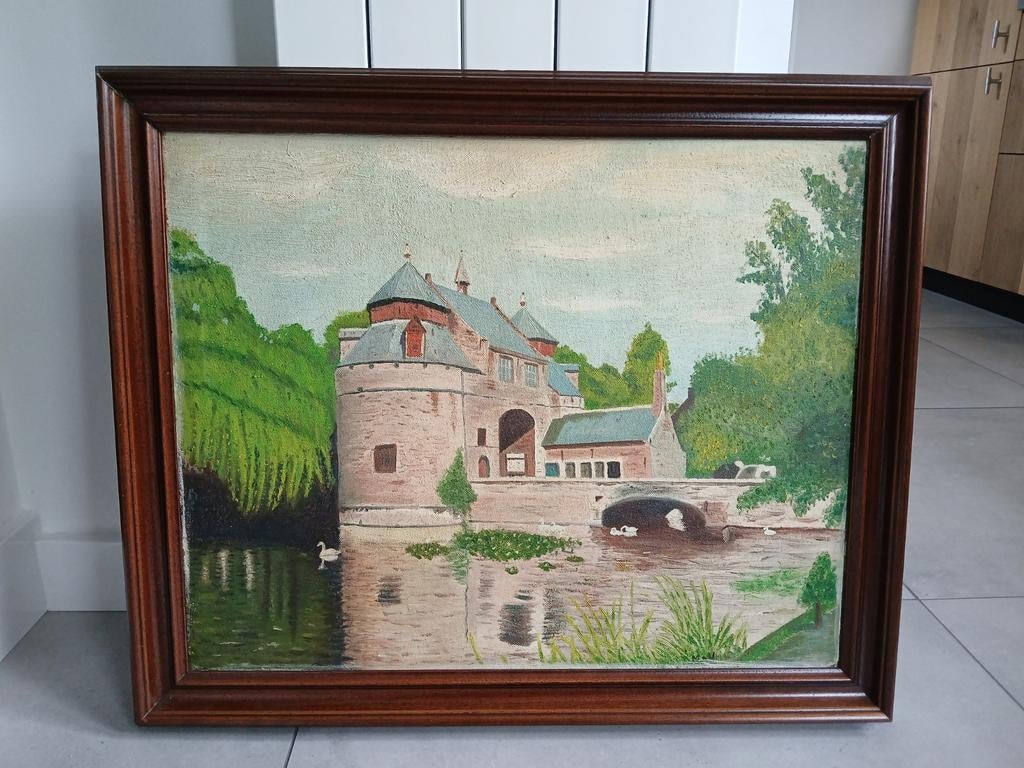 Oud schilderij Ezelpoort Brugge, Antiek en Kunst, Ophalen