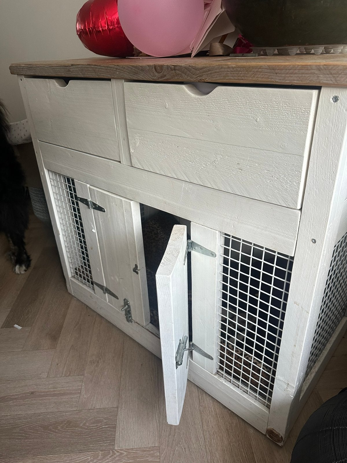 Mooie steigerhouten hondenbench, Ophalen, Zo goed als nieuw