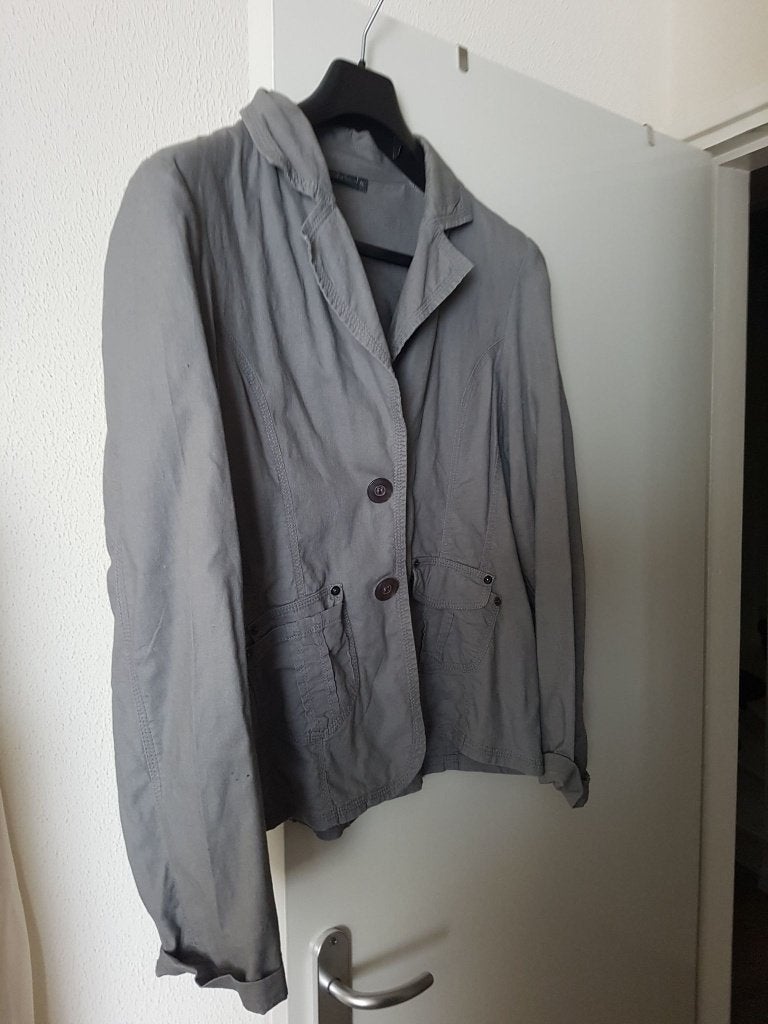 Stijlvol grijs jasje - perfect voor elke gelegenheid maat 46, Ophalen of Verzenden, Zo goed als nieuw, Maat 46/48 (XL) of groter