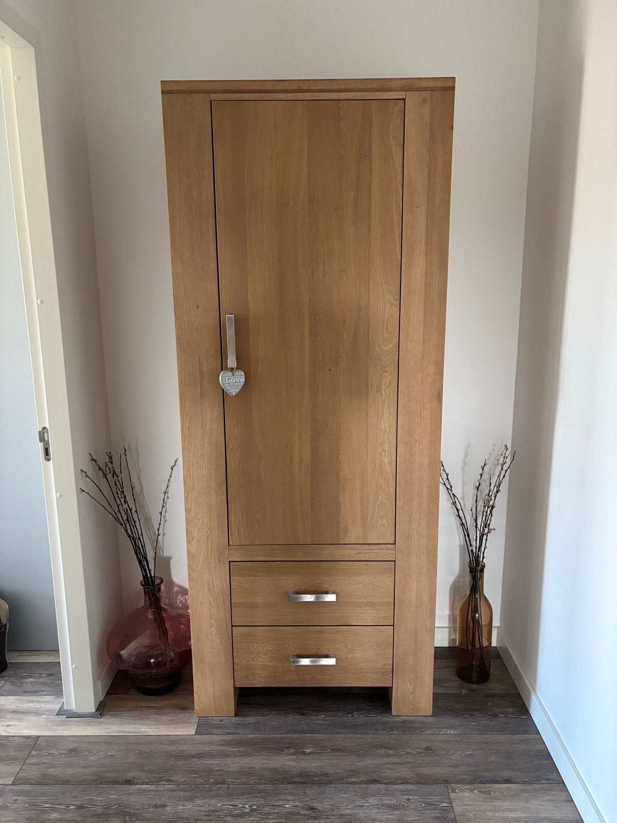 Eikenhouten kast met lades en deur, Huis en Inrichting, Kasten | Kledingkasten, Zo goed als nieuw, 200 cm of meer, 50 tot 100 cm