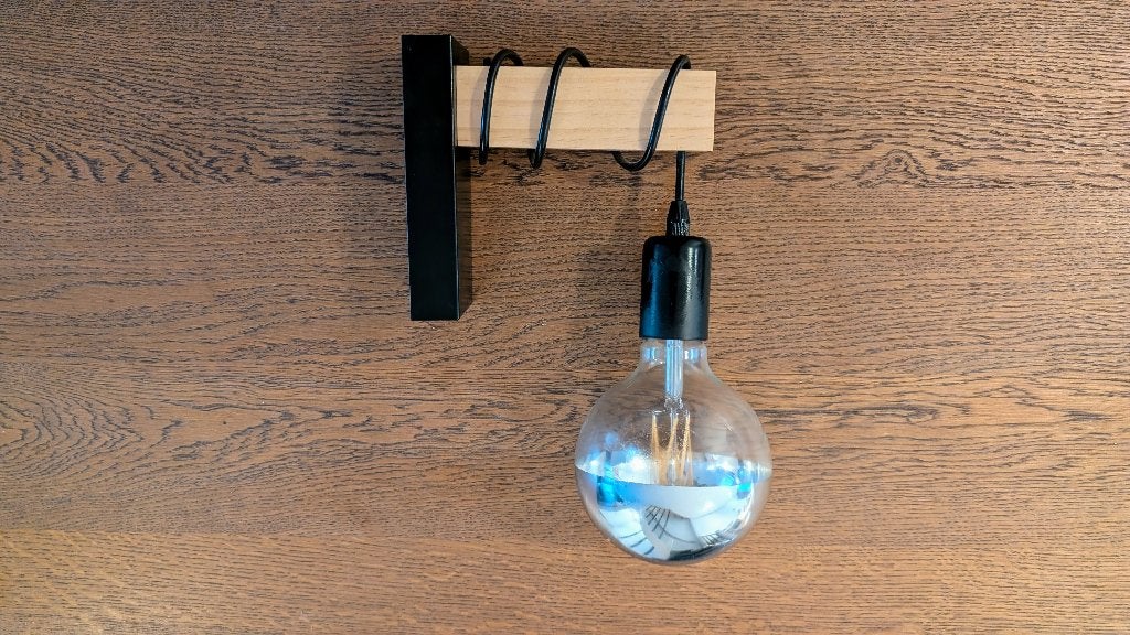 Modern Wood&Metal Wall Lamp with Hanging LED Bulb, Ophalen, Gebruikt