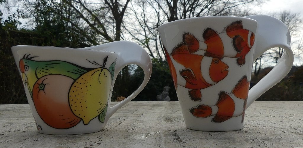 2 Villeroy & Boch Wave Mokken Animals of The World, Villeroy & Boch, Nieuw, Modern, Porselein
