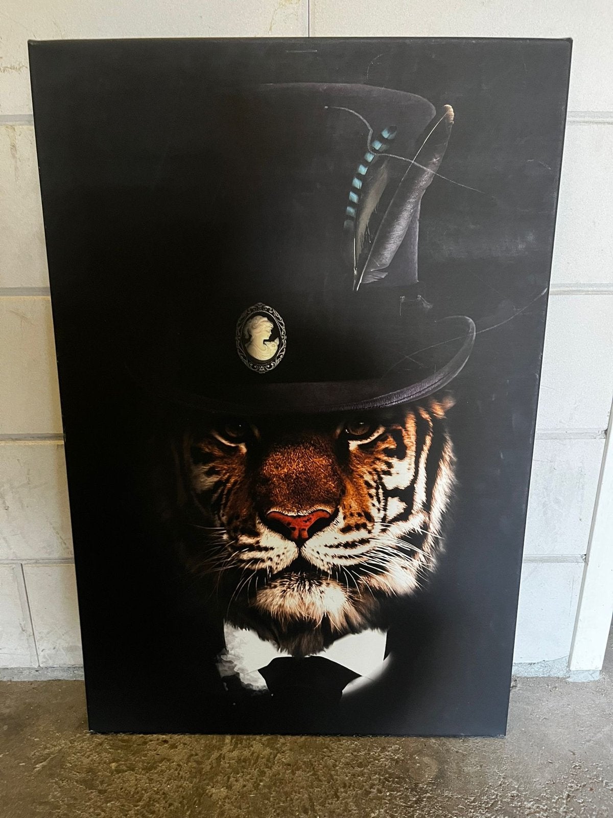 Schilderij Tijger met Hoge Hoed - 50x70cm, Ophalen