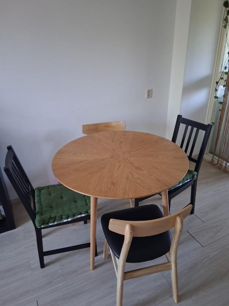 Rond Eettafel Eikenhouten 100x75cm, Ophalen, 50 tot 100 cm, 50 tot 100 cm, Zo goed als nieuw