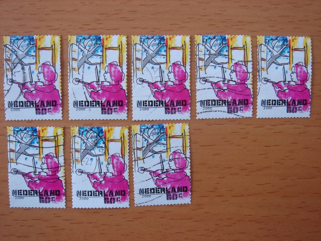 Decemberzegels 2000 - 8x  NVPH 1945 Gestempeld, Ophalen of Verzenden, Na 1940, Gestempeld