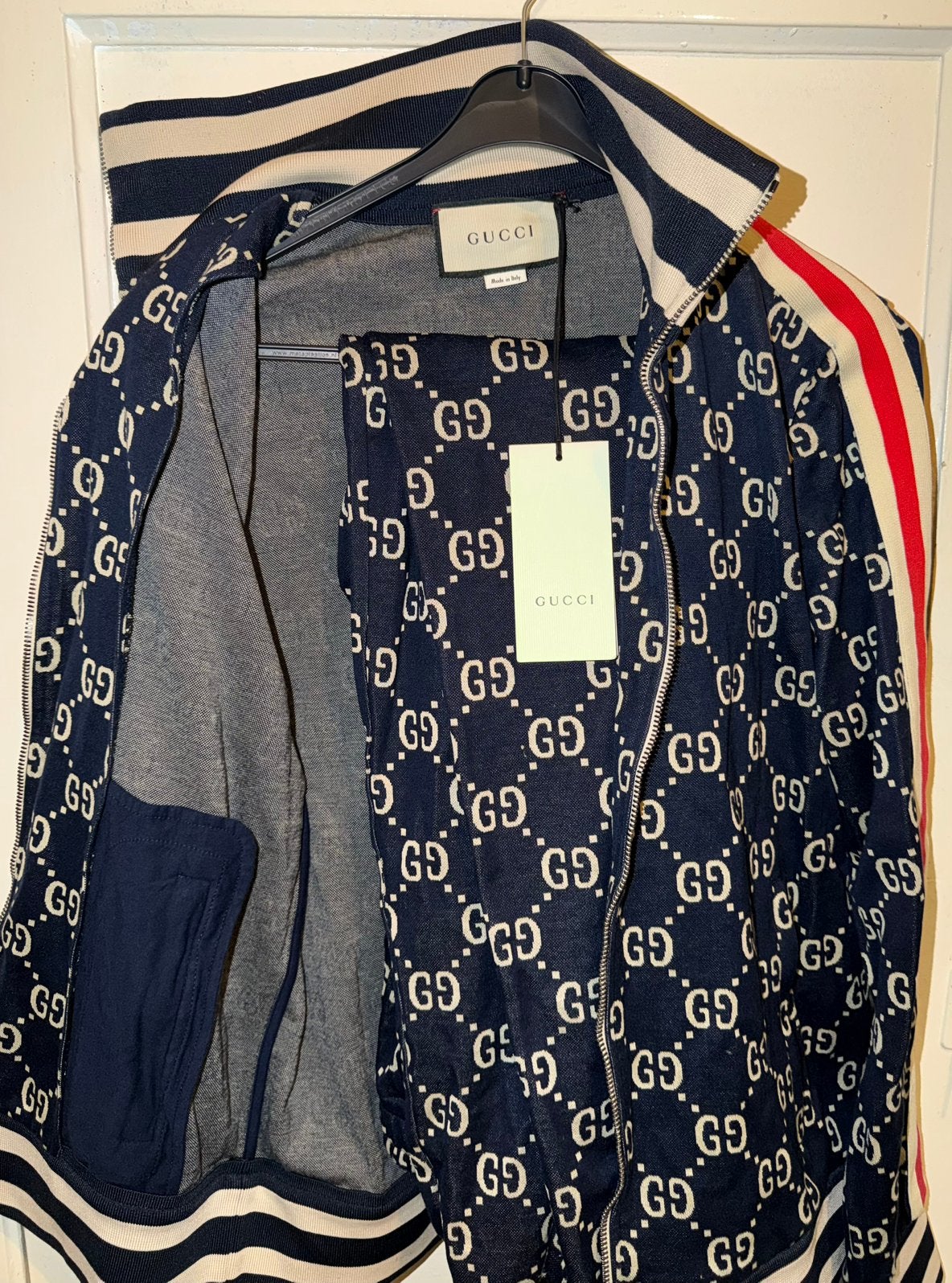 Originele Gucci GG Jacquard cotton blue trainingspak maat M, Nieuw, Ophalen of Verzenden, Gucci, Maat 48/50 (M)