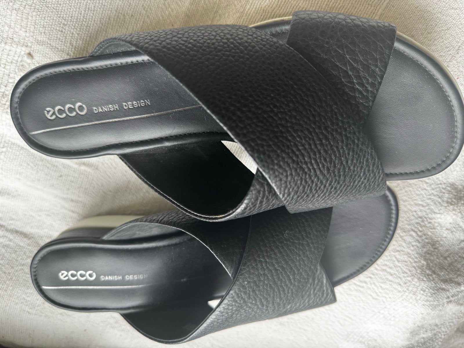 Ecco Danish Design Slippers - Zwart Leer 38, Ophalen of Verzenden, Zo goed als nieuw, Zwart, Slippers