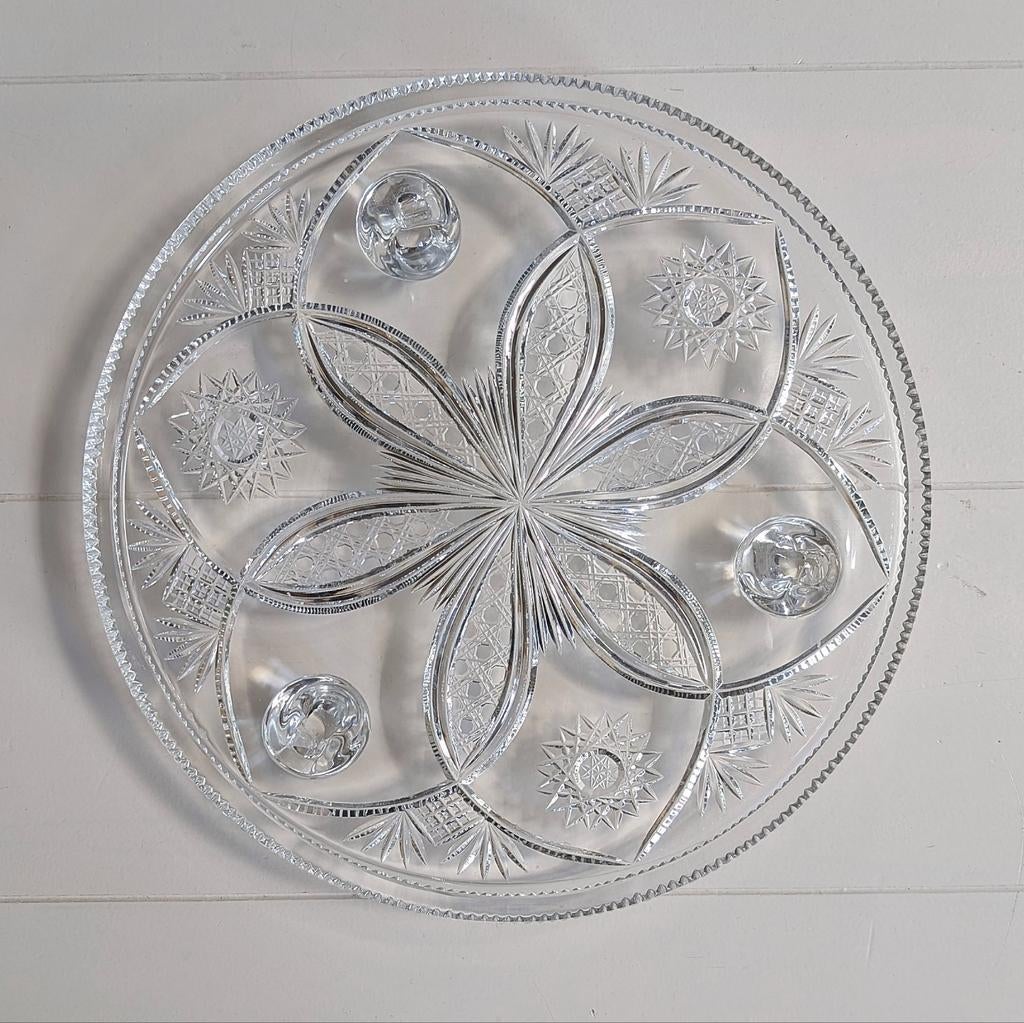 Pools Kristal Taart Schaal, 28cm, Antiek en Kunst, Antiek | Glas en Kristal, Ophalen of Verzenden