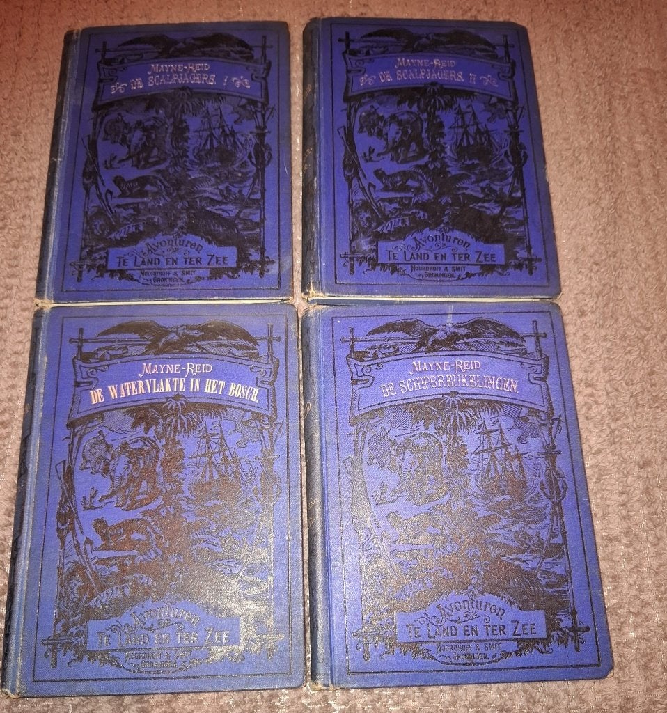 antieke boeken Mayne Reid (4 delen) 1880/1882, Ophalen of Verzenden, Mayne-reid