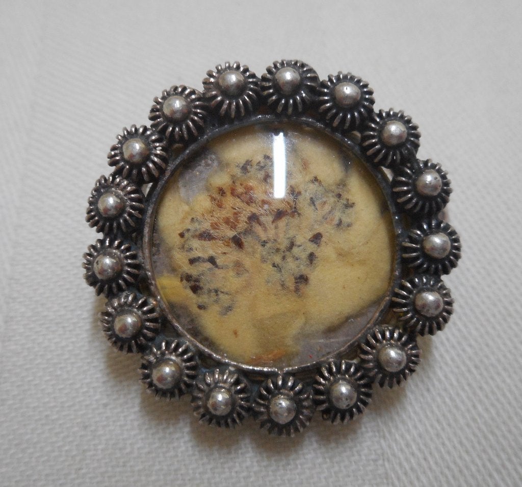 Zilveren antiek broche met echte edelweiss nr.462, Verzenden, Zilver, Broche