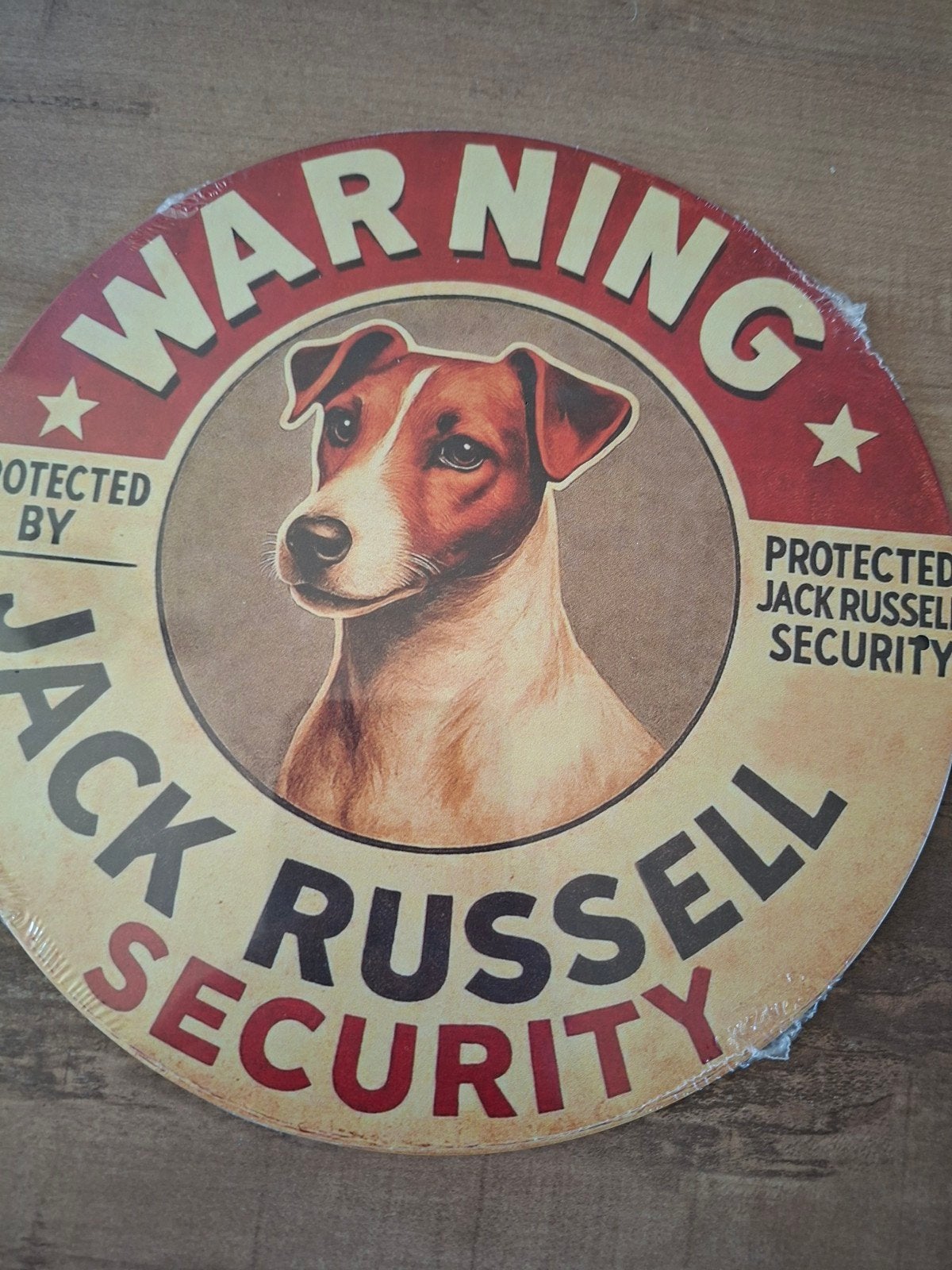 Metalen bord "Warning Jack Russell Security" - 20 cm, Huis en Inrichting, Metaal, Nieuw, Ophalen of Verzenden, Reclamebord