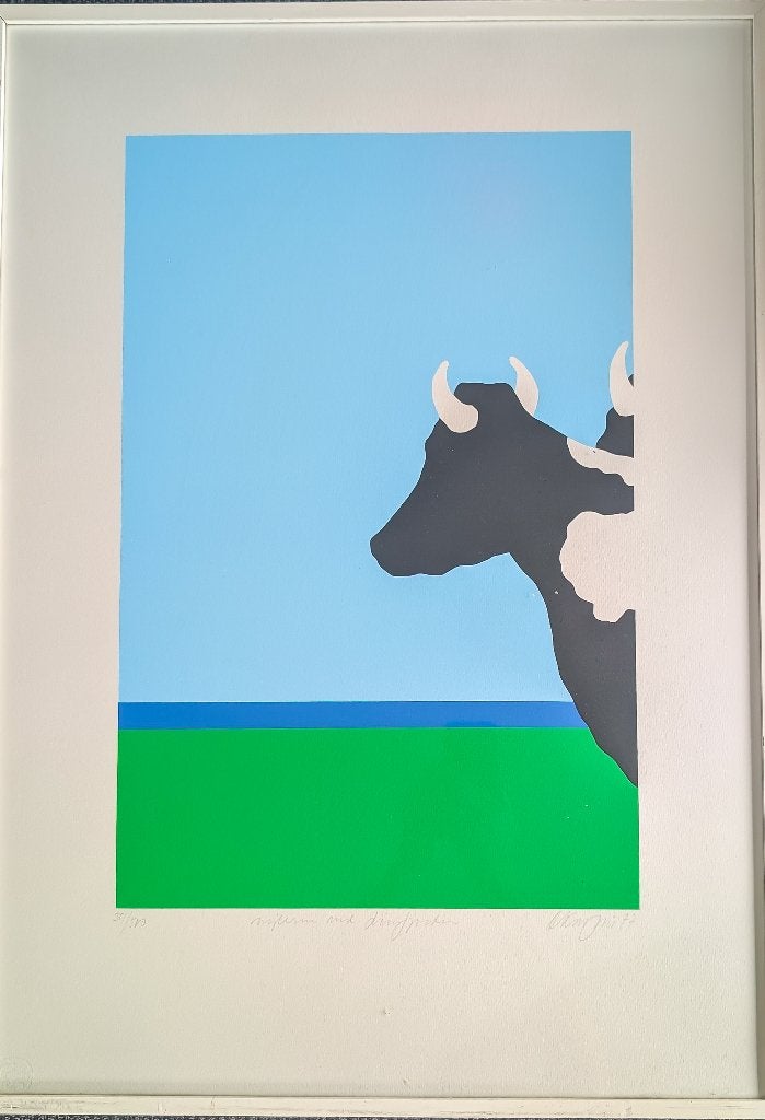 Ole Kortzau | gesigneerde zeefdruk uit 1977 | ingelijst, Ophalen, Zeefdruk, Met glas, Dieren en Natuur