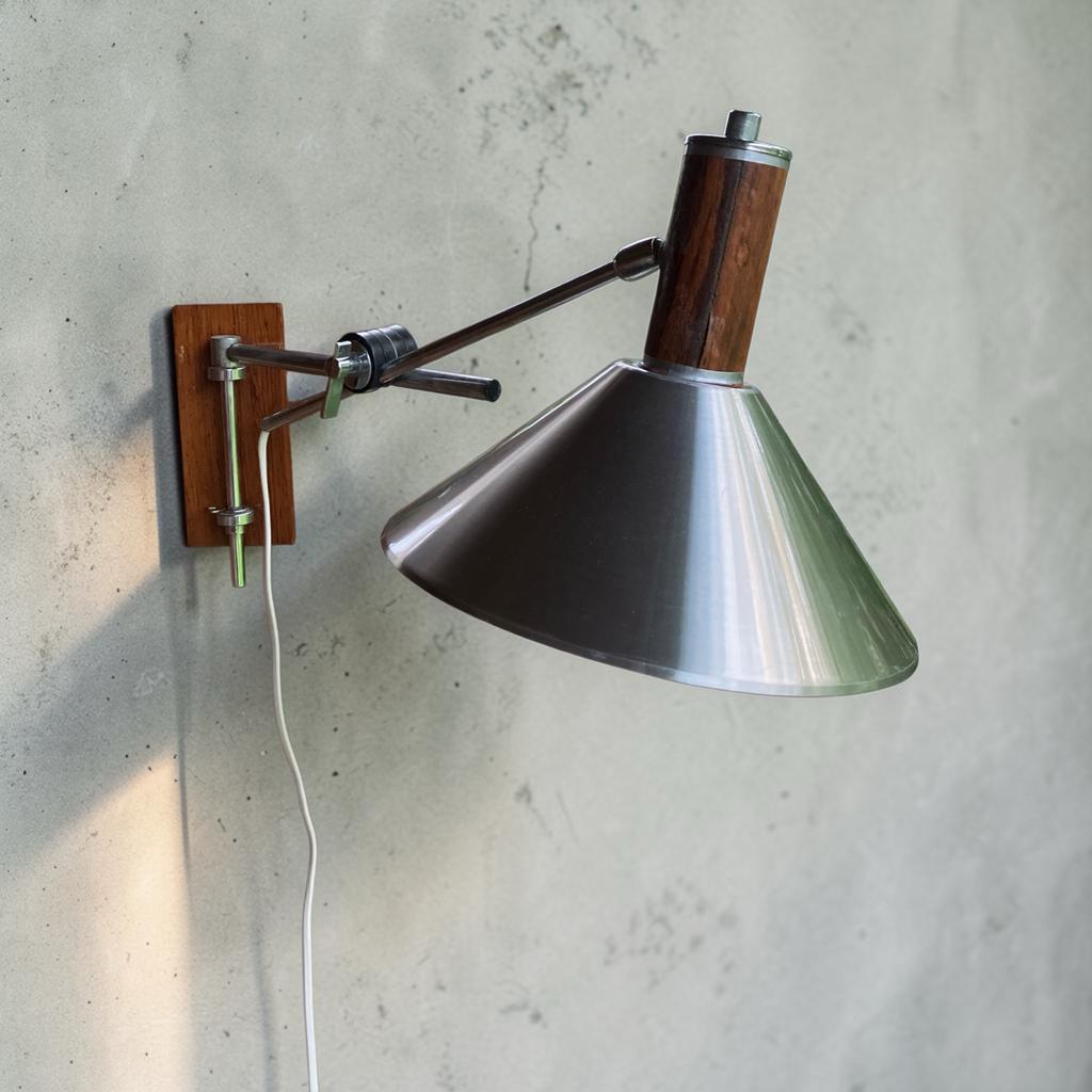 Anvia wandlamp, swing arm, teak, zeer goede originele staat, Ophalen, Huysmans, Mid-Century vintage Dutch Design, Doorwerth