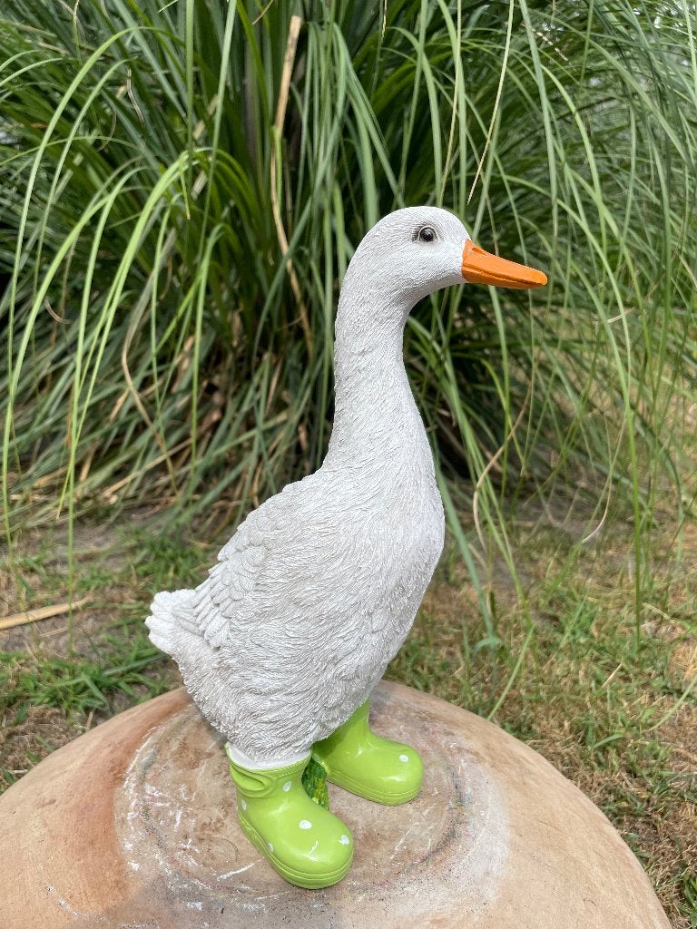 Gans laarsjes Groen, tuin, vijver, kado 30cm, Ophalen of Verzenden, Nieuw, Kunststof, Dierenbeeld