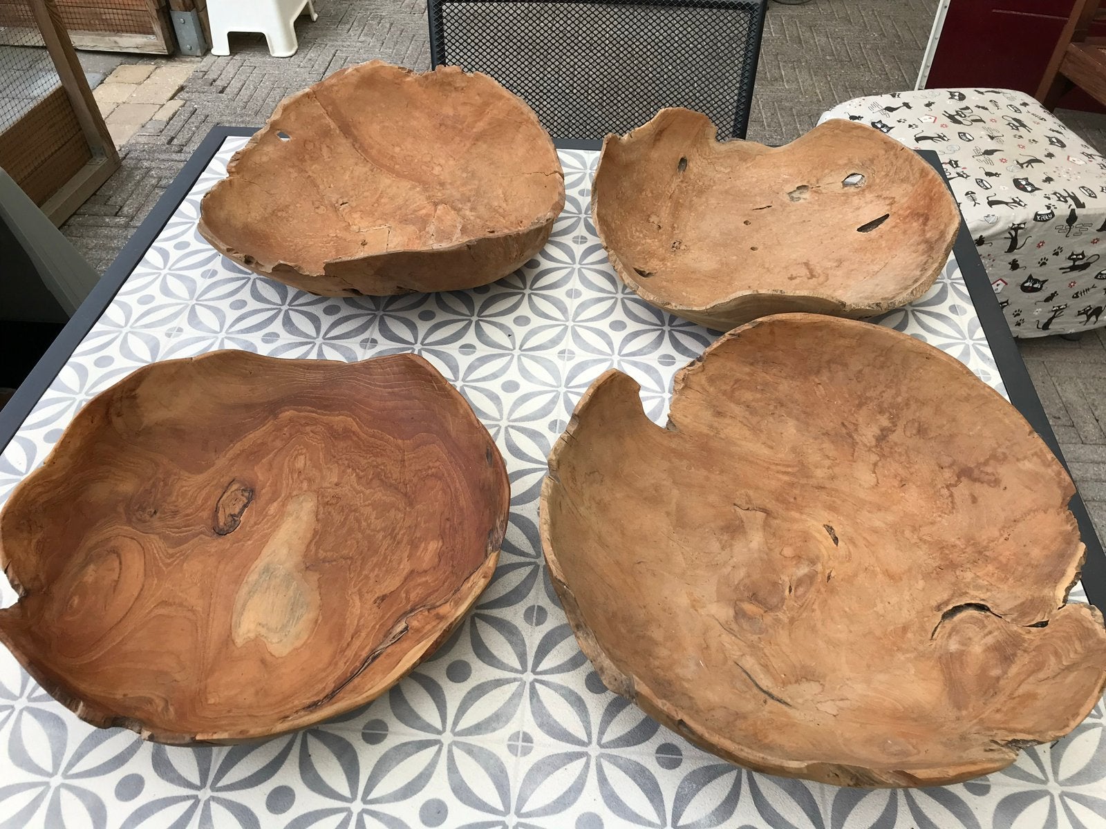 Decoratieve Houten Schaal - Natuurlijk Teakhout, Ophalen, Gebruikt, Schaal, Handgemaakt